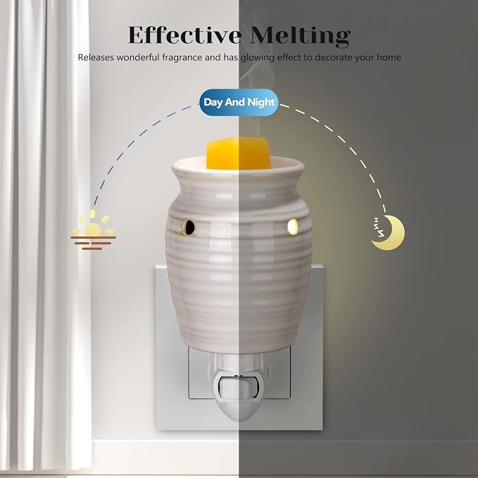 STAR MOON Ceramic Pluggable Wax Melt Warmer, Diffuser for Fragrance Oil, Candle Melter Plug in Wall for Home, Office and Spa, Ideal Gifts, with Two Bulbs