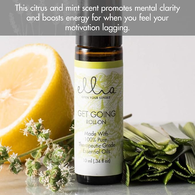 Ellia Essential Oil Roll-On | Get Going Blend| 10ml, 100% Pure, Therapeutic Grade