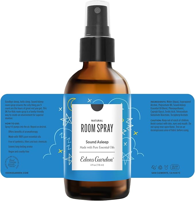 Edens Garden Sound Asleep Natural Room & Linen Spray – 100% Pure Essential Oil Aromatherapy Mist for Bedding, Pillows & Home – Non-Toxic, Freshener with Calming Lavender Aroma, 4 fl oz (118 ml)