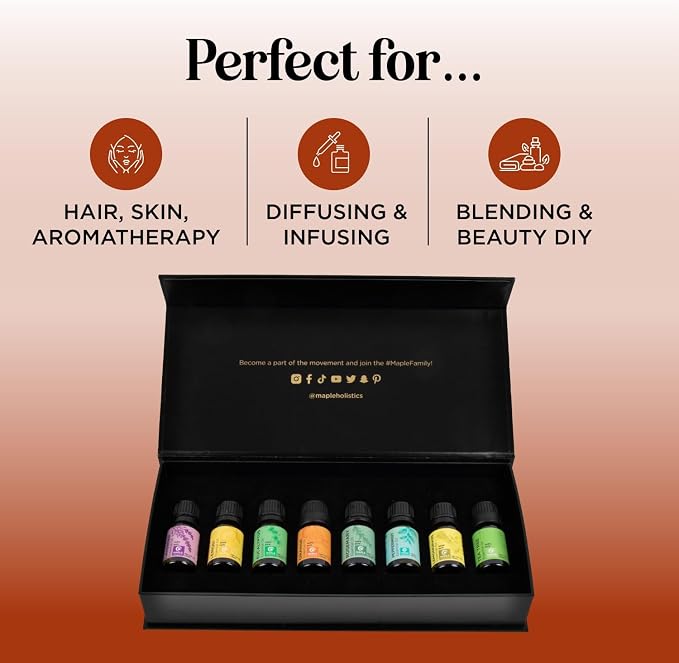 Pure Essential Oil Set for Diffuser - Aromatherapy Essential Oils for Diffusers for Home Travel and Self Care with High Grade Essential Oils for Hair Skin and Nails - Oil Diffuser Essential Oils Set