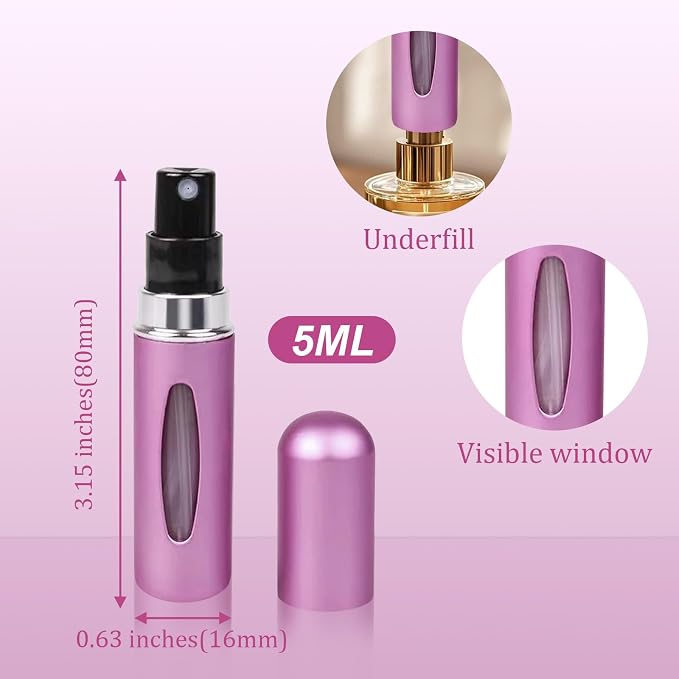 12 PCS Travel Refillable Perfume Atomizer Bottles,5ml Mini Portable Spray Bottles for Travel Accessories,Multicolor Perfume Containers