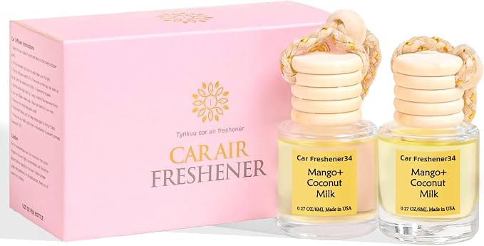 Hanging Car Air Freshener, Long Lasting Essential Oil Diffuser, Non-Toxic New Car Scent, Cute Car Fresheners for Women, 2 Pack Made in USA