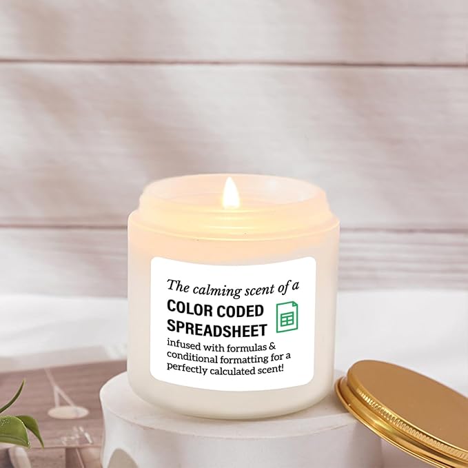 Accountant Gifts for Women Men Candle - Funny Spreadsheet Gifts for Accountants CPA Boss The Calming Scent of A Color Coded Spreadsheet Soy Candle 4oz