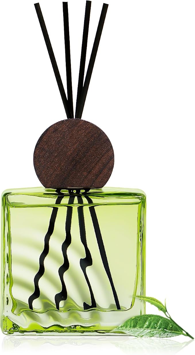 6.76 oz Darjeeling Tea Scent Diffusers with 8 Fiber Sticks,200ml Reed Diffuser for Bathroom Room Air Freshener, Last up for 40 Days