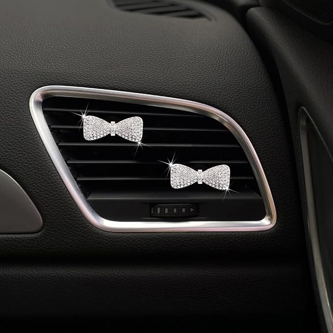 Car Decor Fresheners For Women Bling Accessories Air Outlet Decoration Aromatherapy Vent Clip Charm Freshener Set of 2,Bows