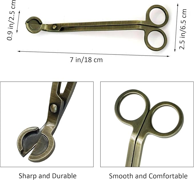 Candle Wick Trimmer, Stainless Steel Wick Clipper Cutter Scissor, Antique Candle Accessory Gift for Candles Lovers (Bronze)