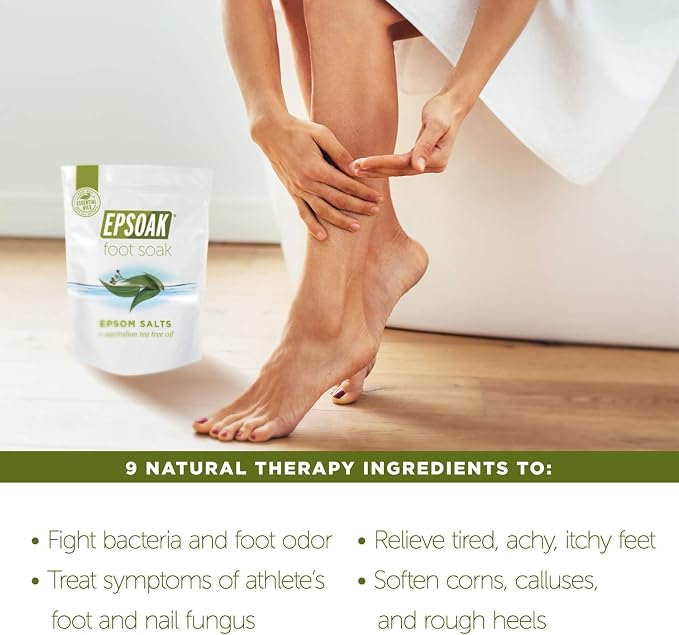 Tea Tree Oil Foot Soak with Epsoak Epsom Salt - 2 Pound Value Bag - Made in the USA