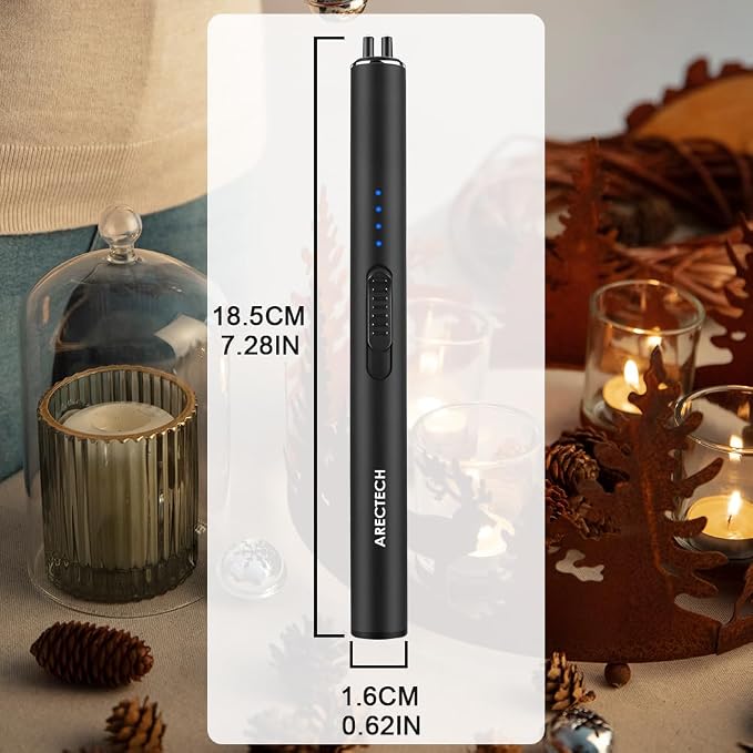 ARECTECH Electric Candle Rechargeable Lighter Arc Plasma Lighters for Candle Kitchen Camping Christmas Type-C Black