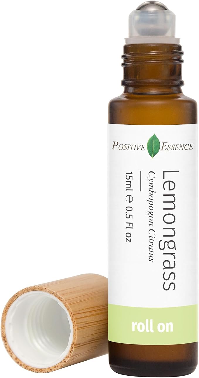 Organic Lemongrass Essential Oil Roll On, Pure Lemongrass Essential Oil Pre-Diluted with Jojoba Oil for Skin Application, Leak-Proof Metal Rollerball, Travel Safe Roll-on (15 mL)