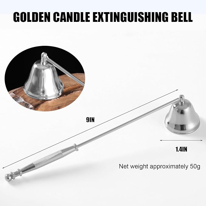 Candle Snuffer, Candle Snuffers Wick Snuffer, Candle Accessory, Extinguish Candle Flame Safely with Long Handle Putting Out Fire, Candle Extinguisher Tool (Silvery)