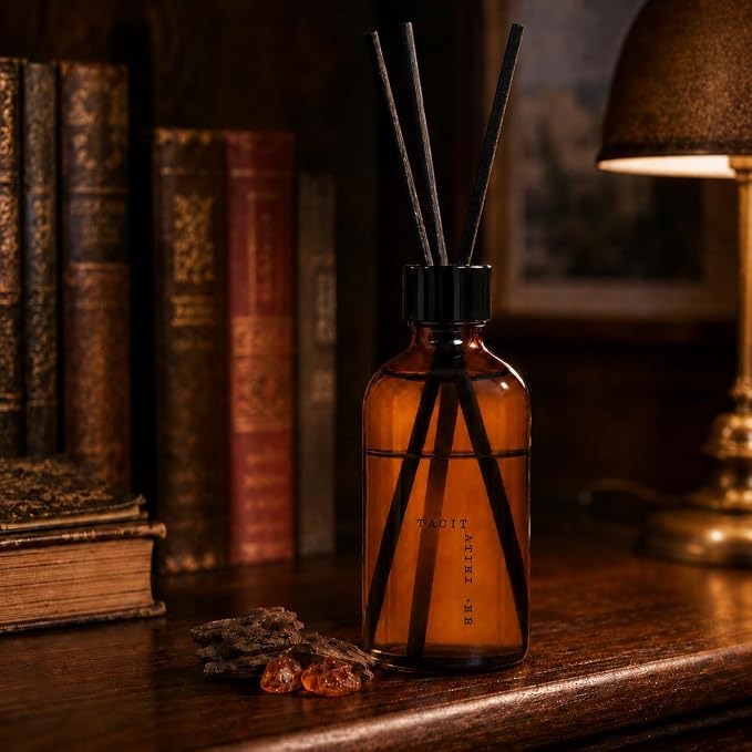 Amber Oud Reed Diffuser Set, 6.7 fl oz, Warm Woody | Saffron, oud & amber scent; alcohol-free formula; for study, lounge & bedroom