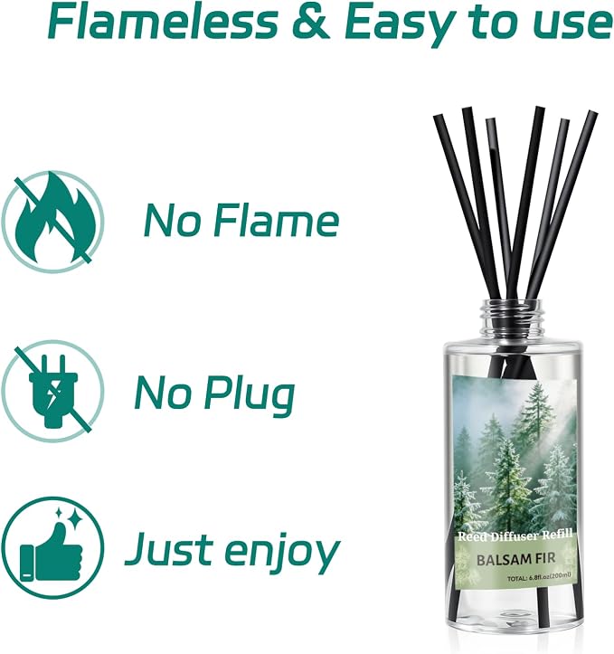 SCENTORINI Reed Diffuser Oil Refill, Balsam Fir Diffuser Oil 6.76 Fl Oz, Natural Scented Essential Oil Refill Long Lasting Summer Home Fragrance for Room Spa Aromatherapy Bathroom Home Decor
