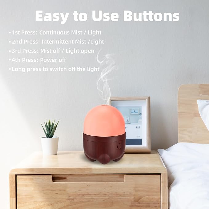 SEEDSEEL 150ML Rechargeable Battery Essential Oil Diffuser, Portable Cordless Aromatherapy Diffuser with 7-Color LED Light, 7-Hour Runtime, Quiet Design for Bathroom, Office, Outdoor