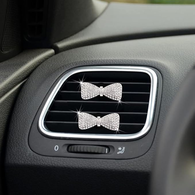 Car Decor Fresheners For Women Bling Accessories Air Outlet Decoration Aromatherapy Vent Clip Charm Freshener Set of 2,Bows