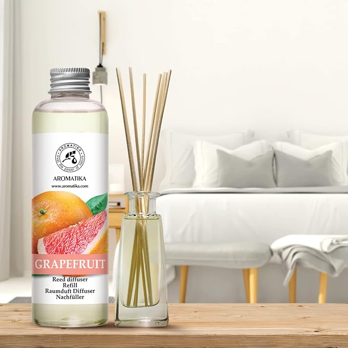 Reed Diffuser Oil Refill Grapefruit 6.8 Fl Oz (200ml) - Intensive & Long Fragrance for Room - Lasting Natural Room Scent - Refill for Office - Boutique - Restaurant - Aromatherapy