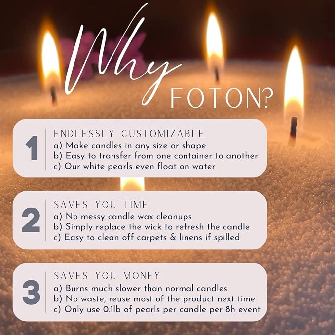 Foton Pearled Candle 9lb - Bulk Breezy Blanket Fresh Scented Non Toxic Luxury Long Lasting Powder Candles - Refillable Candle Sand with 100 Wicks for Candle Making