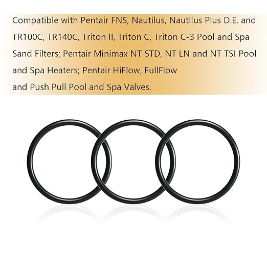 O-Ring for Pentair Valve Adapters and Hayward Diffusers (3PCS, Black, Rubber, Swimming Pool and Spa Replacement Parts)