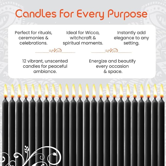 Spell Candles (Set of 12, Black)