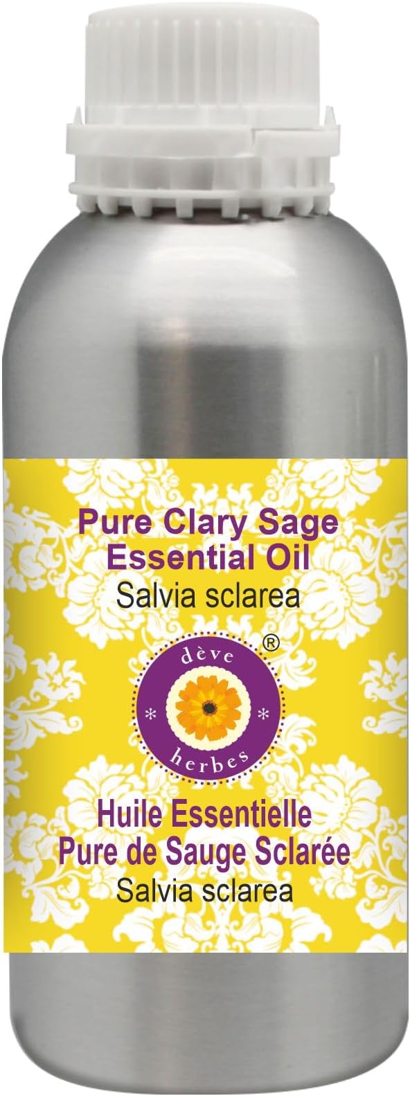 Deve Herbes Pure Clary Sage Essential Oil (Salvia sclarea) Steam Distilled 300ml (10 oz)