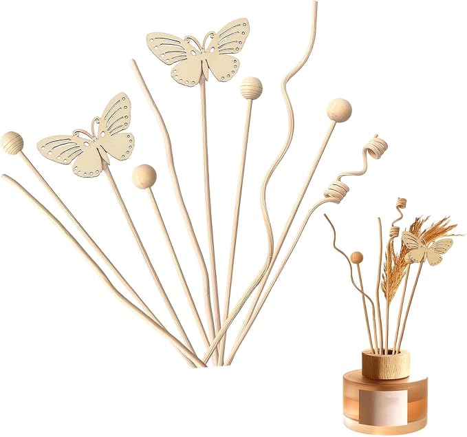 10Pack Reeds for Diffuser, Reed Fragrance Diffuser Flower Set, Reed Diffuser Stick, Fragrance Diffuser Replacement Rattan Stick, Rattan&Handmade Refill Replacement Sticks for House Bedroom Office ﻿