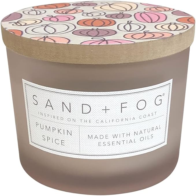 Sand + Fog Scented Candle - Pumpkin Spice – Additional Scents and Sizes – 100% Cotton Lead-Free Wick - Luxury Air Freshening Jar Candles - Perfect Home Decor – 12oz