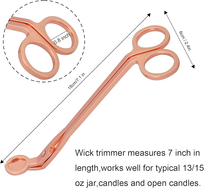 6 PCS 7 Inch Rose Gold Candle Wick Trimmer, Stainless Steel Wick Cutter for Candles, Cut Spent Wicks, Allow Cleaner Burn and Prevent Soot Buildup, Wick Clipper Scissor Candle Tool