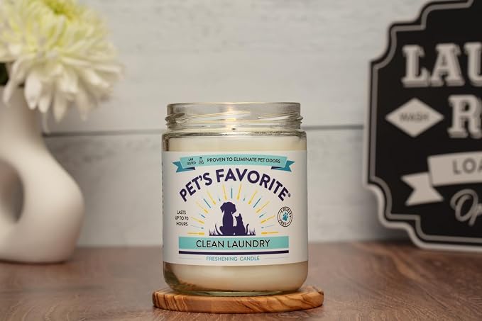 Pet's Favorite Pet Odor Candle, Clean Burning, Long Lasting Scented Candles with a Cotton Wick. (Clean Laundry/Lemon Zest, Pack of 2)