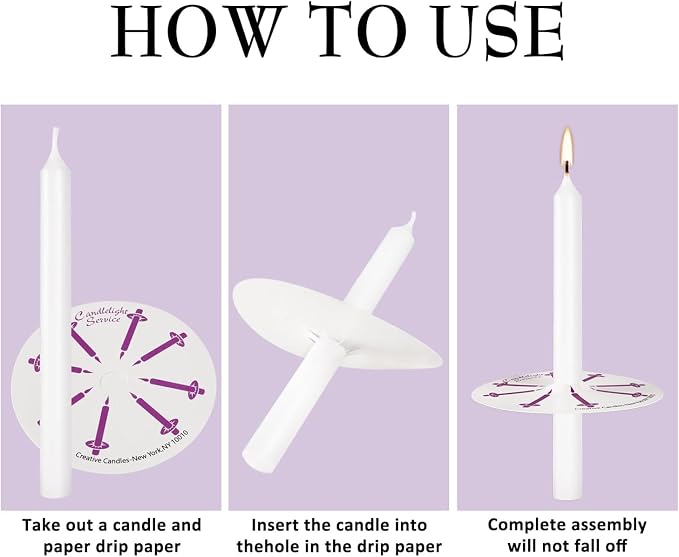 YOROXRG 200 pcs Church Candles with Drip Protectors for Devotional Candlelight Vigil Service, Unscented White 5" H X 1/2" D, No Smoke, Shabbat, Praye