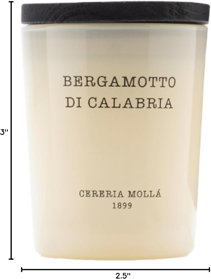 Cereria Molla Scented Candle Travel Size 2.4 oz - Luxury Home Fragrances - Handmade EU (Bergamotto di Calabria)