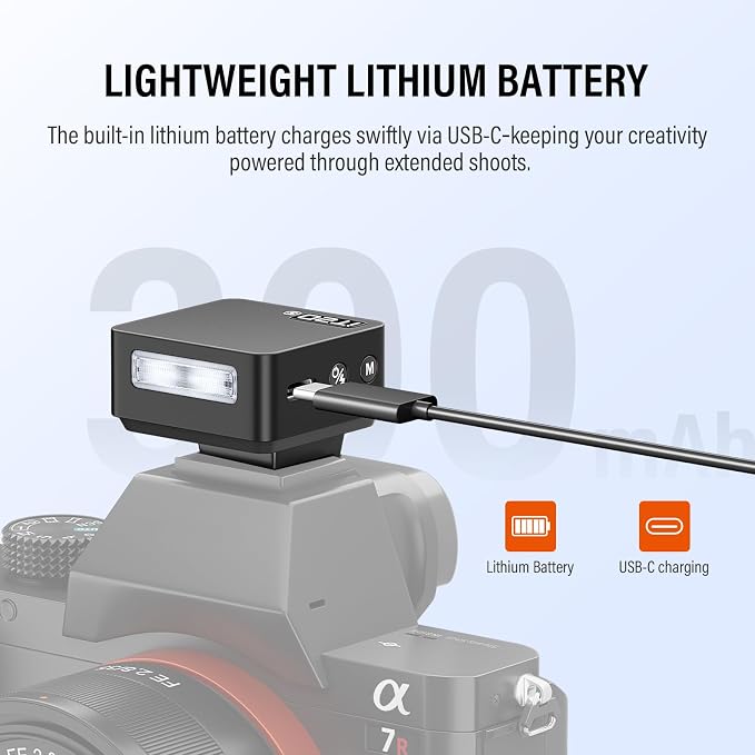GODOX IT20 F Ultra-Compact TTL Mini Flash for Fuji,700+Flashes ＆ 1.5s Recycling 45g Lightweight USB-C Charging,White Diffuser ＆ Magnetic Color Filter(Black)