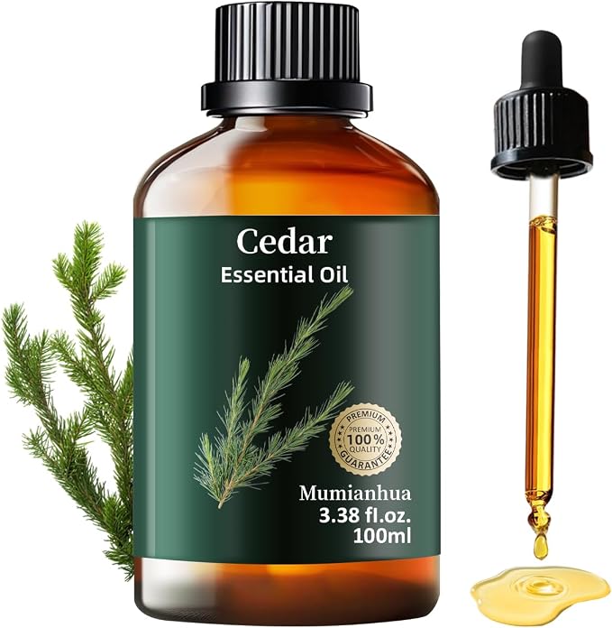 Cedarwood Essential Oil, Pure Mumianhua Natural Woodland Aroma for Bedtime Sanctuary & Pillow Mist, Evening Wind‑Down, Diffuser Blends, Skin & Hair Care – 3.38 Fl Oz