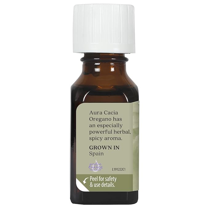 Aura Cacia 100% Pure Oregano Essential Oil, GC/MS Tested for Purity, 15 ml, Origanum vulgare, 0.5 Fl Oz (Pack of 2)
