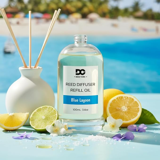 Daniella's Candles Blue Lagoon Reed Diffuser Refill Oil, 3.4oz/100ml, Premium Fragrance Oil, Home Fragrance, Oil for Reed Diffusers, Long Lasting