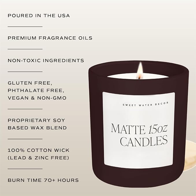 Sweet Water Decor Cozy Season Candle, Large 15oz Jar, Scented with Warm Woods, Citrus & Spice, Non-Toxic Soy Wax Blend, Fall & Winter Home Candle for Autumn, Thanksgiving & Christmas, 70+ Hour Burn