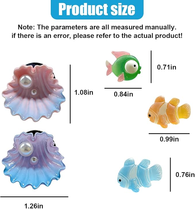 Craedli 5PCS Ocean Themed Car Air Vent Clips, Cute Seashell & Cartoon Fish Car Vent Decorations, Colorful Clownfish Diffuser Ornament, Aesthetic Auto Interior Accessories for Women Girls(Fish)