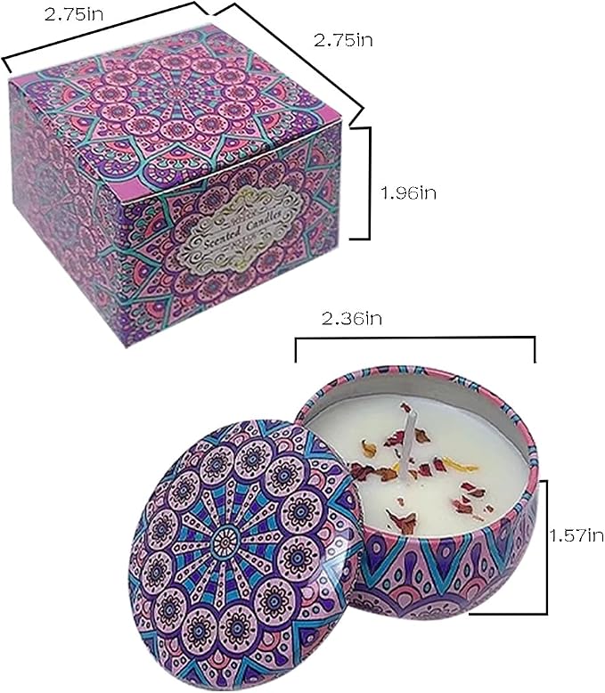 Scented Candles, Blue Wind Chimes Aromatherapy Candles for Home, Long Burn Scented Candles with Lid, Sustainable Use of Tin Boxes