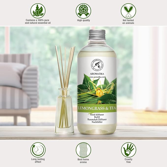 Reed Diffuser Refill Lemongrass - Tea 17.0 Fl Oz - Scented Diffuser - Room Diffuser Refill with Scent - Room Freshener - Home Fragrance - Scented Diffusers - Home Fragrance