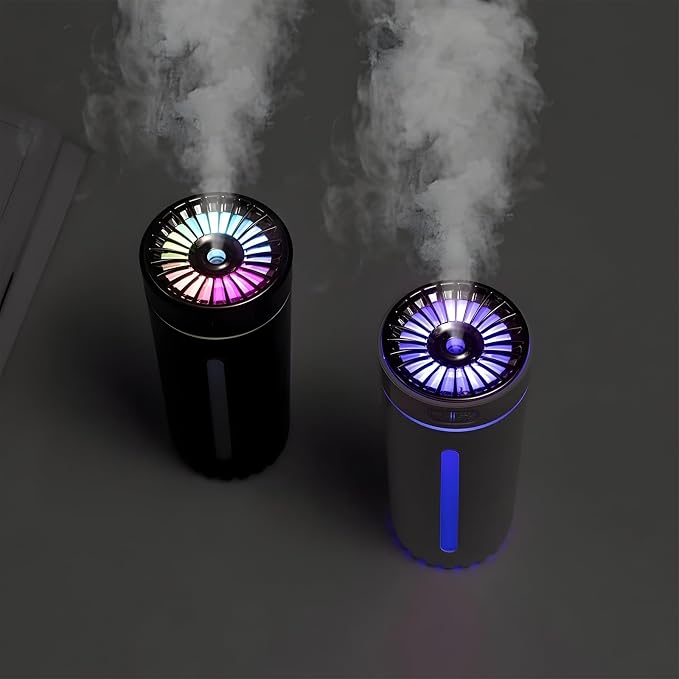 Car Diffuser Humidifier with Essential Oil Diffuser - Portable Silent USB Mini Air Humidifier with LED Light, Air Freshener Aromatherapy Mist Maker for Car Travel Office Home Bedroom (White)