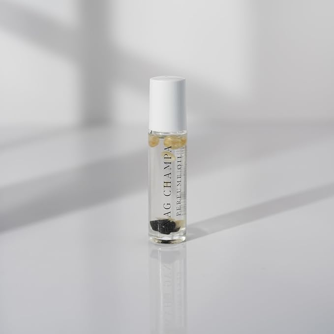 CRYSTAL + IRIE Crystal Infused Perfume Oil Roll-On – Long Lasting Fragrance Oil with Crystals & Botanicals – Alcohol Free Travel Size Perfume for Women – 10ml (Nag Champa)