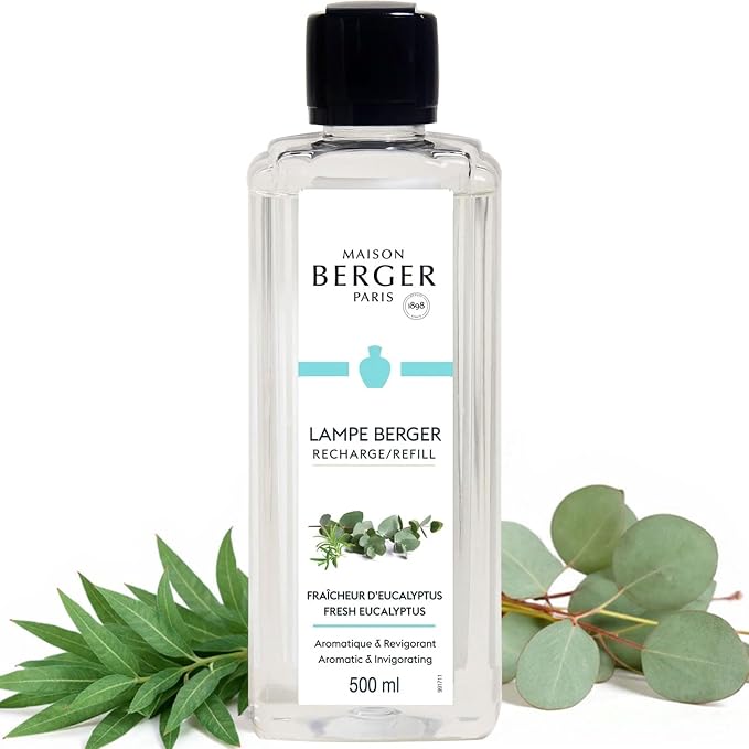 MAISON BERGER Lampe Berger Refill, 500 ml (Fresh Eucalyptus 2) | Catalytic Lamp Fragrance Refills, 60+ Fragrances, Helps Neutralize Odors, ~80 h Diffusion, Made in France