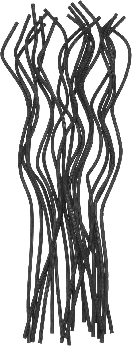uxcell 20Pcs Wavy Rattan Reed Diffuser Sticks, 28cm/11 Natural Wooden Rattan Fragrance Diffuser Refill Sticks Replacement for Home, Bedroom, Hotel, Office, Bathroom Shelf Decor (Black)
