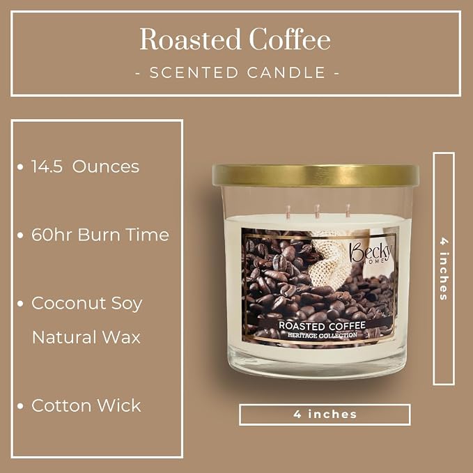 3 Wick Candle, 14.5oz Coffee Scented, Espresso Candles, Roast Coffee, Macchiato Candle, Large Jar Candles for Women, Gift for Men and Women, Long Lasting 45 Hour