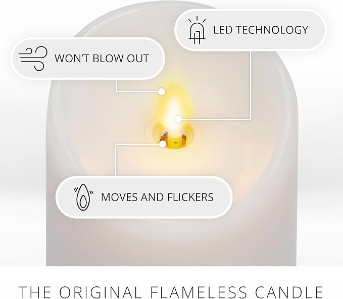 Luminara - Flameless LED Battery Operated Flickering Pillar Candles - White - Pack of 1-3x4.5 - Realistic Moving Flame Real Wax Indoor/Outdoor Decor