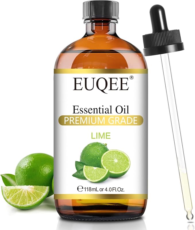 EUQEE Lime Essential Oil 4fl oz Pure Lime Oil Essential Oil with Dropper for Diffusers, DIY Soap & Bath Bombs (118 ml)