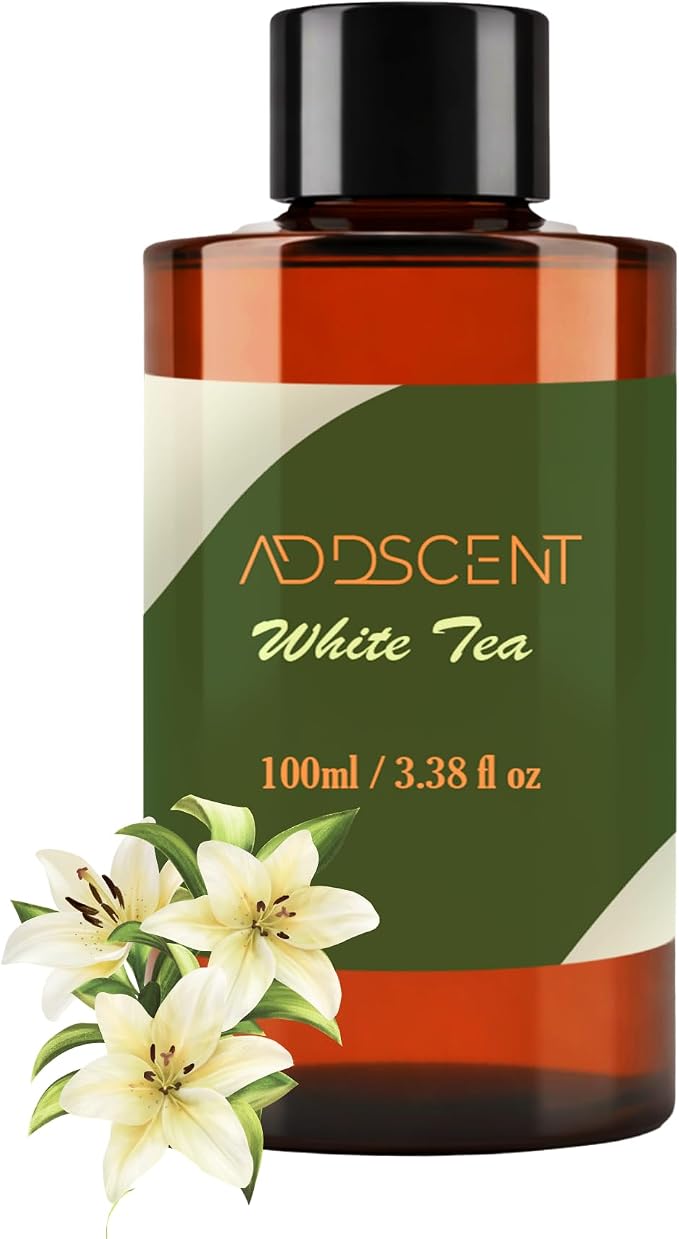 White Tea Fragrance Oil 100ml for Diffuser, Fresh Floral and Citrus Aroma for Bedroom Living Office Spa, Calm, Clean and Refreshing Scent with Balanced Layered Notes