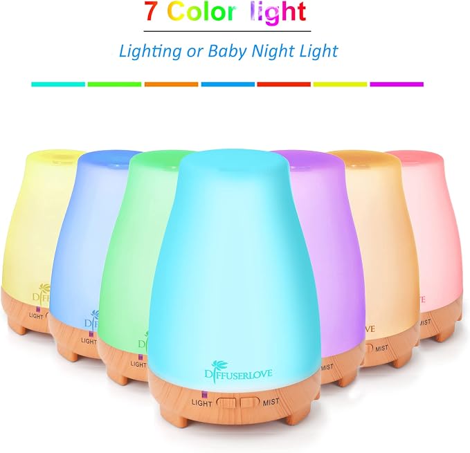 Diffuserlove Essential Oil Diffusers 200ML Remote Control Diffuser Mist Humidifiers BPA-Free Aromatherapy Diffuser (Yellow Base)
