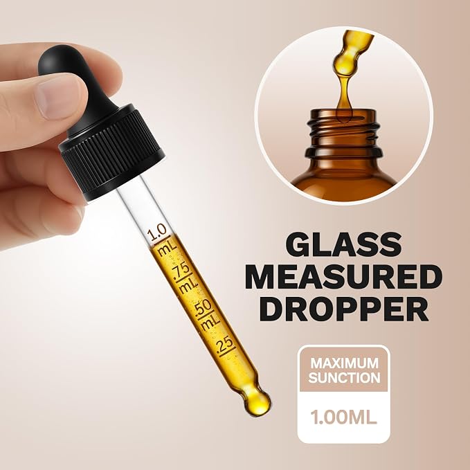 Bumobum Dropper Bottle 1 oz, 2 pack Amber Glass Eye Dropper Bottles with Labels and Funnel, Tincture Bottle with Measured Dropper - Leakproof Essential Oils Bottles for Health, Personal Care & Beauty