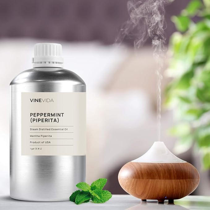 VINEVIDA Peppermint Essential Oil - Gallon Peppermint Oil Undiluted - Bulk Gallon Essential Oil for Soap Making & Candle Scents - 8 lbs