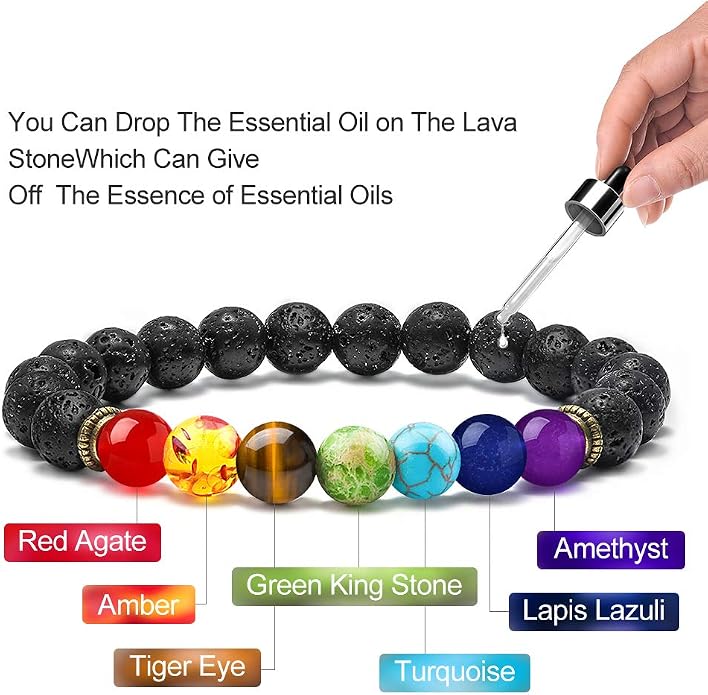 M MOOHAM Mens Bracelet - Beaded Natural Stone 8mm Tiger Eye Matte Agate Lava Rock Bracelets for Men Teen Boys Grandpa Dad Birthday Gifts Jewelry