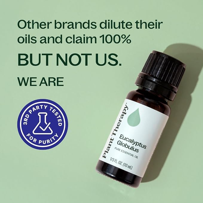Plant Therapy Eucalyptus Globulus Essential Oil 10 mL (1/3 oz) 100% Pure, Undiluted for Diffuser, Skin, Hair, Aromatherapy DIYs, and Respiratory Support